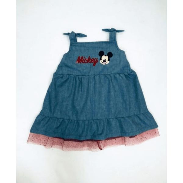 Minnie Embroidered Denim Dress For Girls